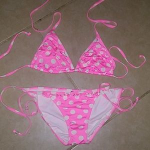 Ruffled polka dot bikini set